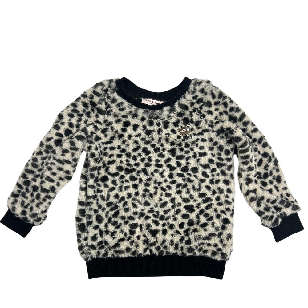 Juicy Couture‎ Leopard Faux Fur Sweatshirt Girls 3T Animal Print Pullover Y2K